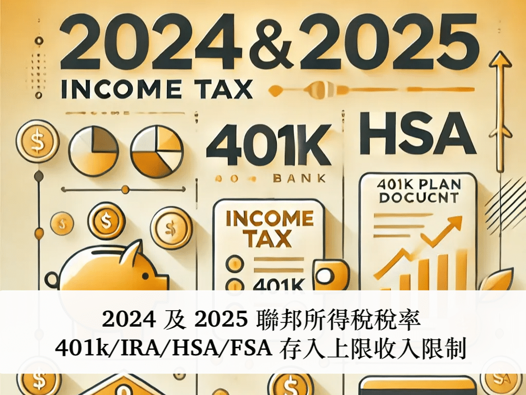 2025 Contribution Limits 所得稅稅率, 401k/IRA/HSA/FSA上限 理財一下 Excel in Finance